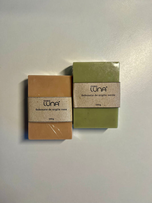 Kit Sabonetes de argila – Argila Rosa & Argila Verde 🌿